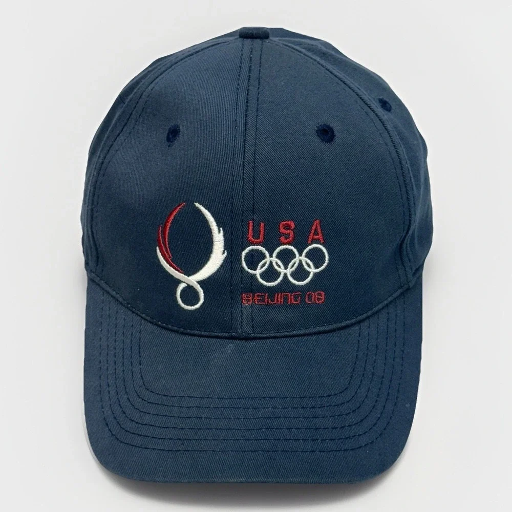 Team USA Beijing Olympics 2008 Summer Games Hat Navy Blue Strapback Cap One Size